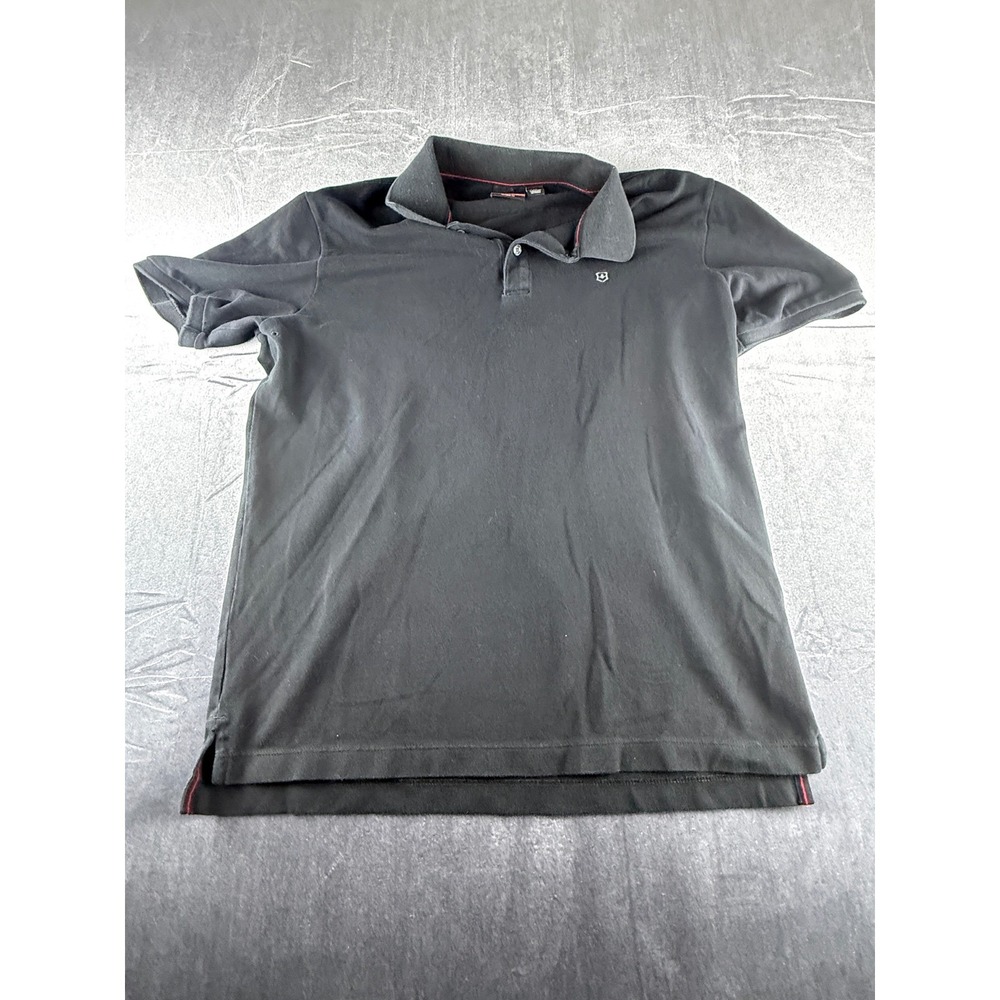 Victorinox Swiss Army Mens Black Tailored Fit Polo Shirt Size M Cotton Stretch